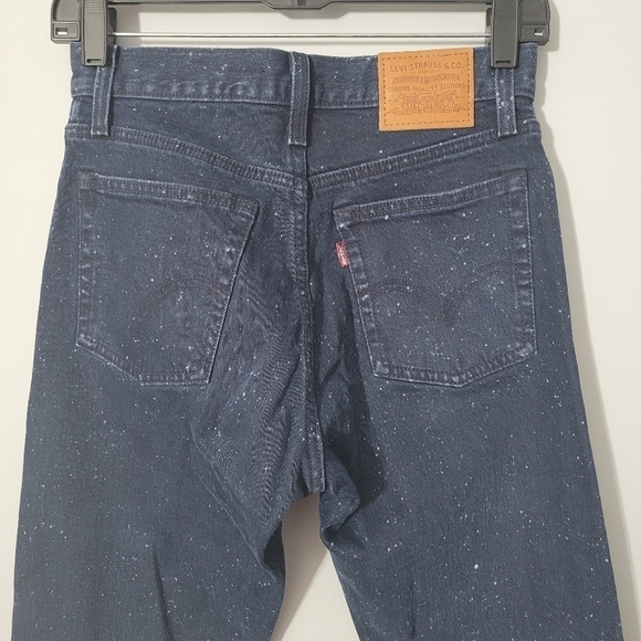 Levi's Dark Wash Paint Bleach Splatter High Waisted Wedgie Skinny Jeans - Picture 9 of 14